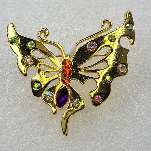 Gold Filigree Butterfly Brooch - Picture 4 of 12